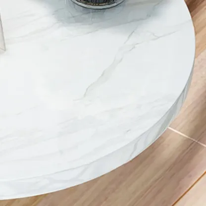 Metal Pedestal Round Wood End Table for Living Room Image - 14