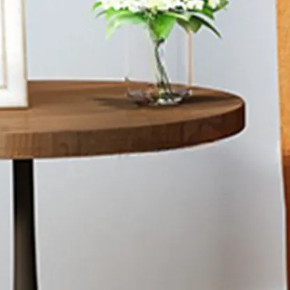 Metal Pedestal Round Wood End Table for Living Room Image - 18