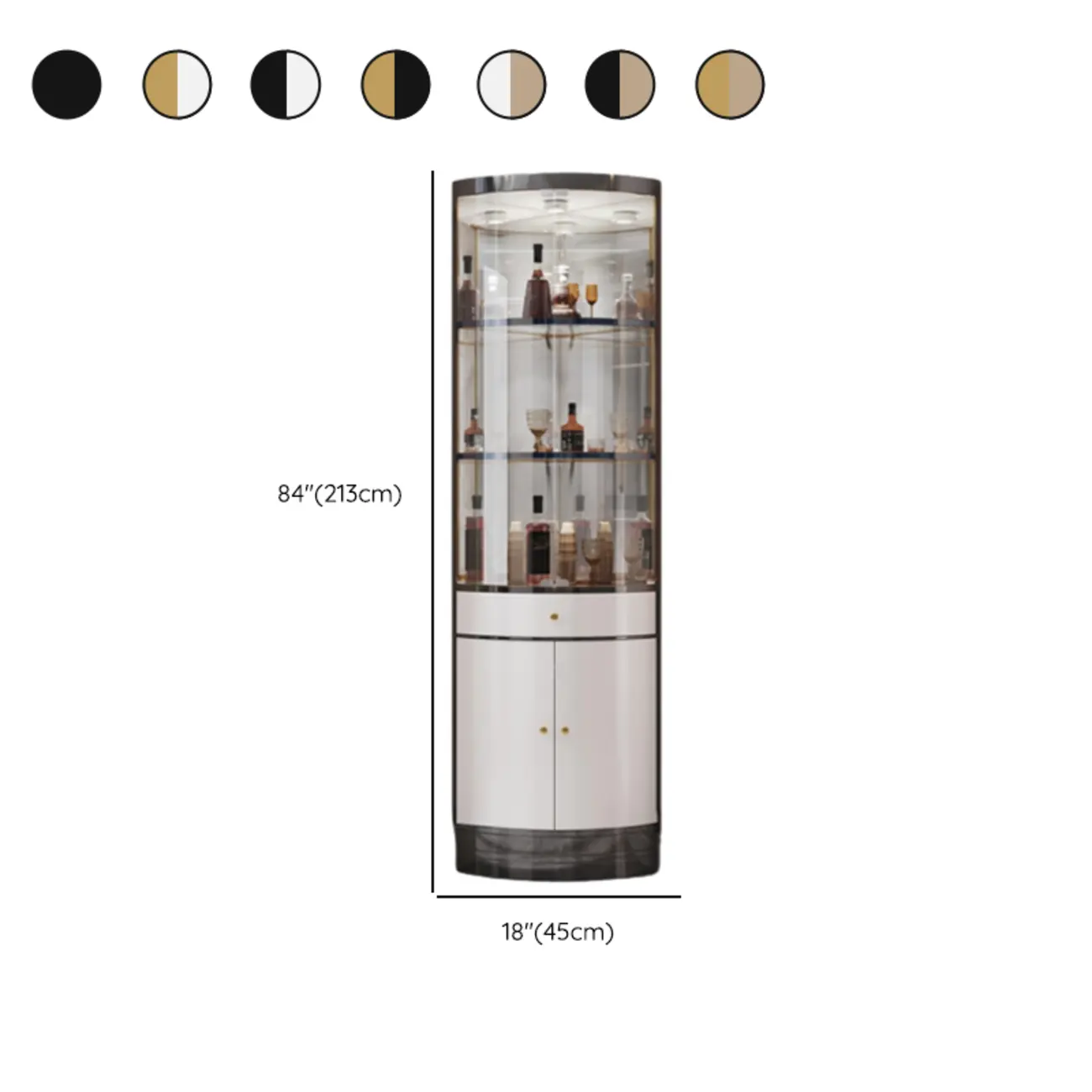 Glam Glass and Metal  Shelf Storage Corner Wine Cabinet Image - 21 | homeyfad