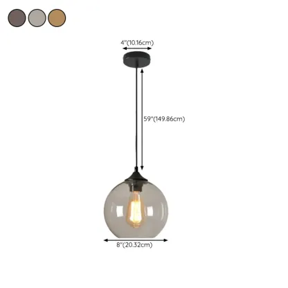 Modern Single Glass Globe Pendant Light for Residential Use #size