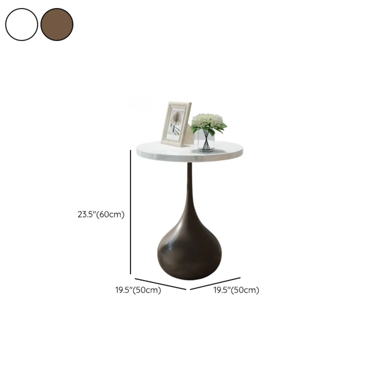 Metal Pedestal Round Wood End Table for Living Room Image - 22 | homeyfad