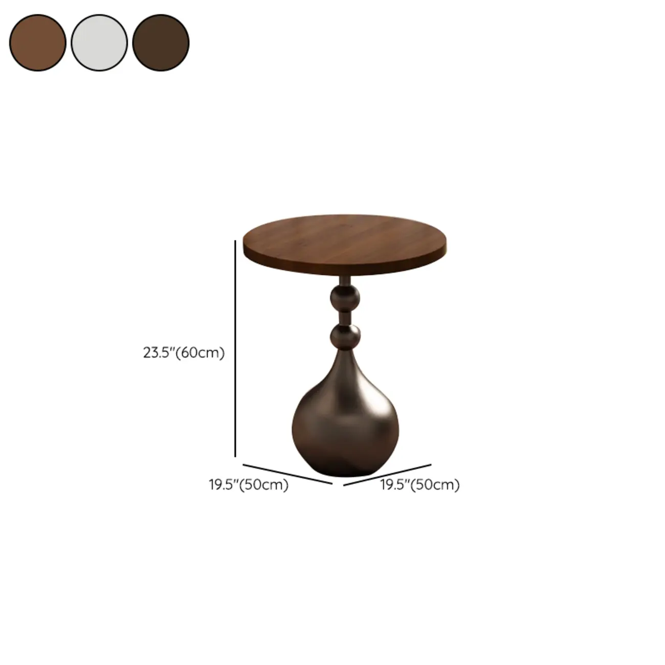 Metal Pedestal Round Wood End Table for Living Room Image - 23 | homeyfad