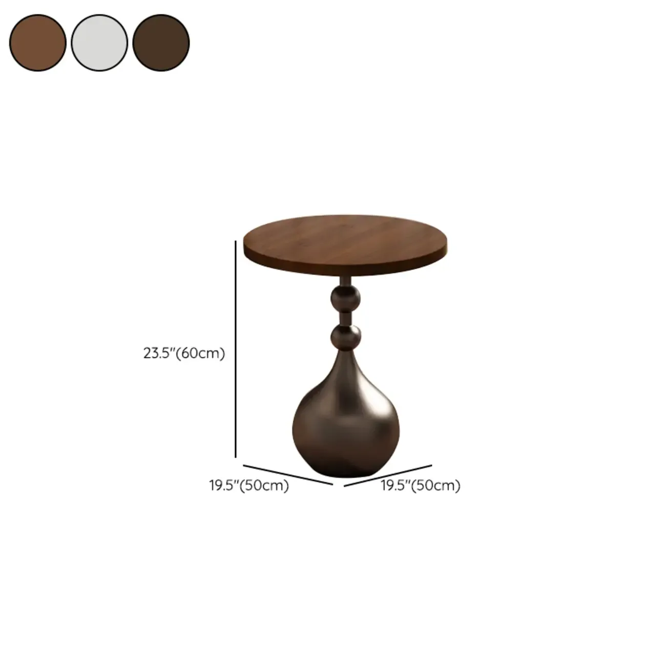 Metal Pedestal Round Wood End Table for Living Room Image - 23