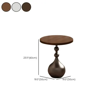 Metal Pedestal Round Wood End Table for Living Room Image - 23
