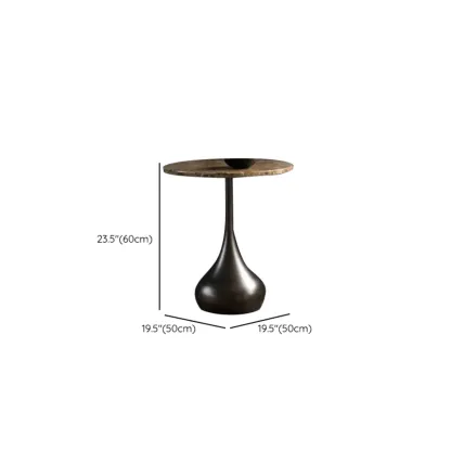 Metal Pedestal Round Wood End Table for Living Room Image - 24