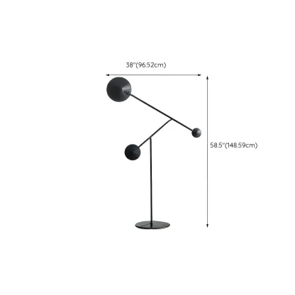 Unique LED Black Floor Lamp with Balance Arm for Living Room #size