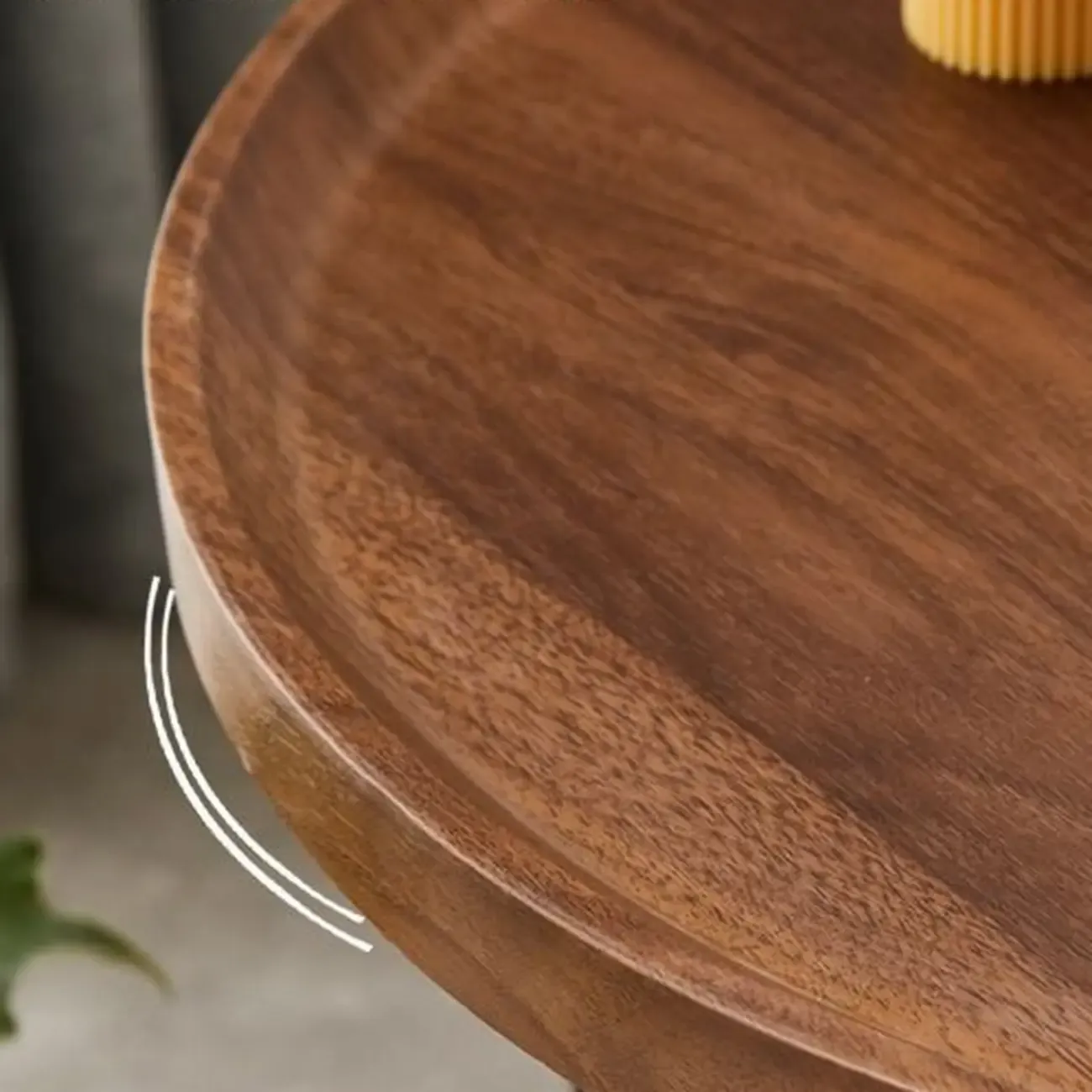 2-Tier C-Shaped Brown Wooden End Table with Storage Image - 7