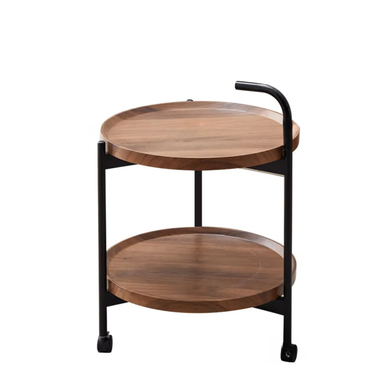 2-Tier C-Shaped Brown Wooden End Table with Storage Image - 15 | homeyfad