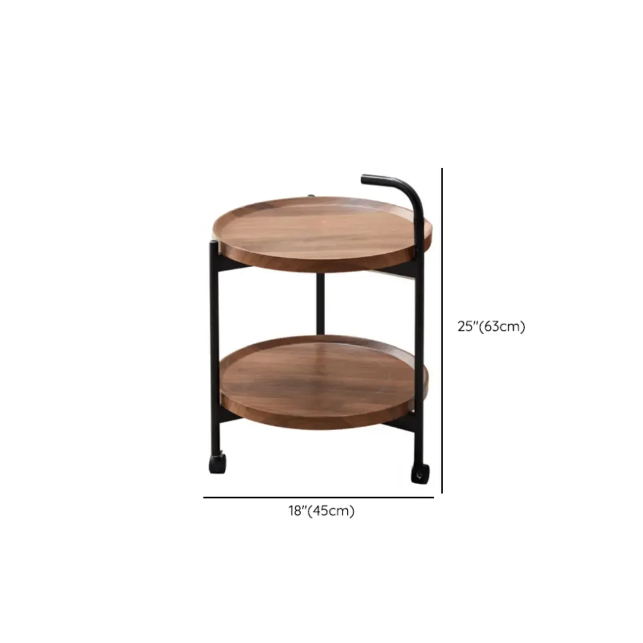 2-Tier C-Shaped Brown Wooden End Table with Storage Image - 21