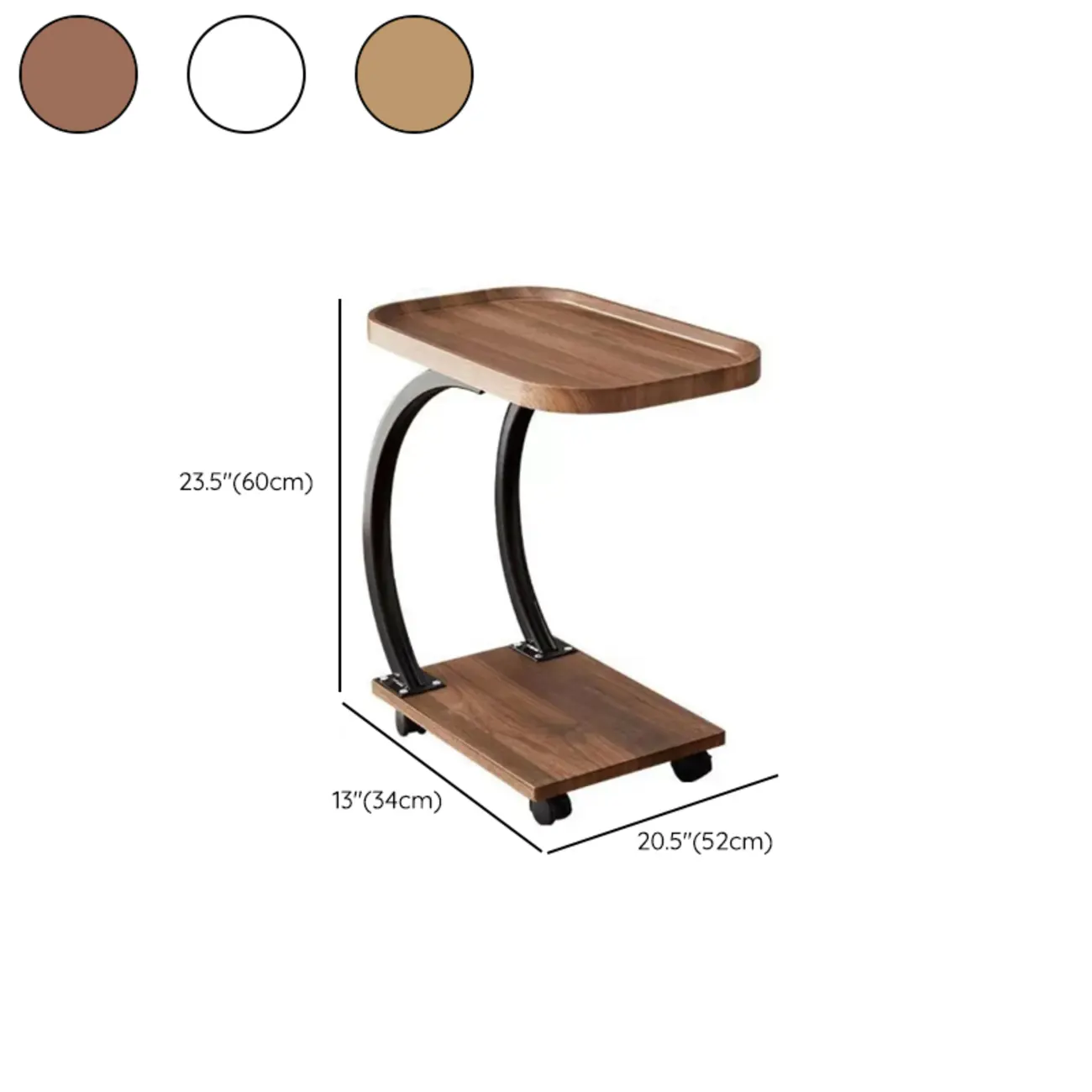 2-Tier C-Shaped Brown Wooden End Table with Storage Image - 23 | homeyfad