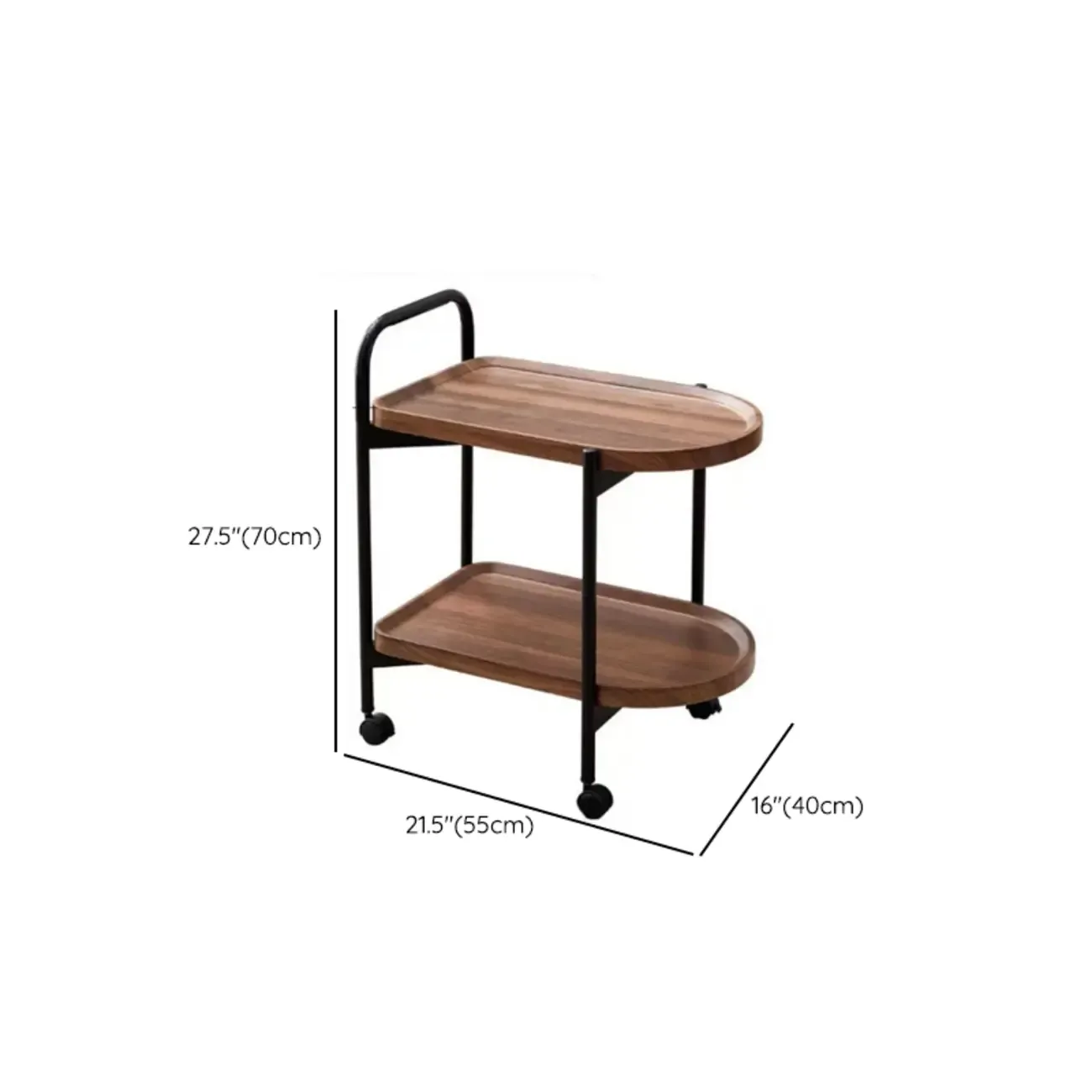 2-Tier C-Shaped Brown Wooden End Table with Storage Image - 24