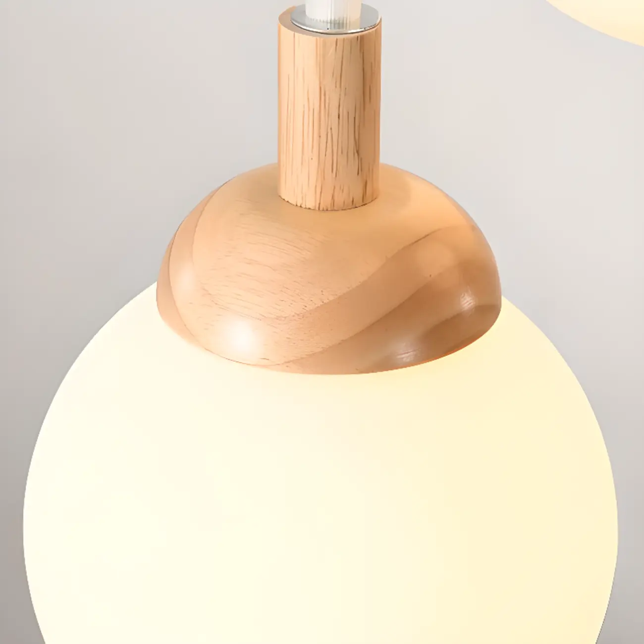 Modern Pendant Glass Globe Light in White with Wood Base Image - 19 | homeyfad