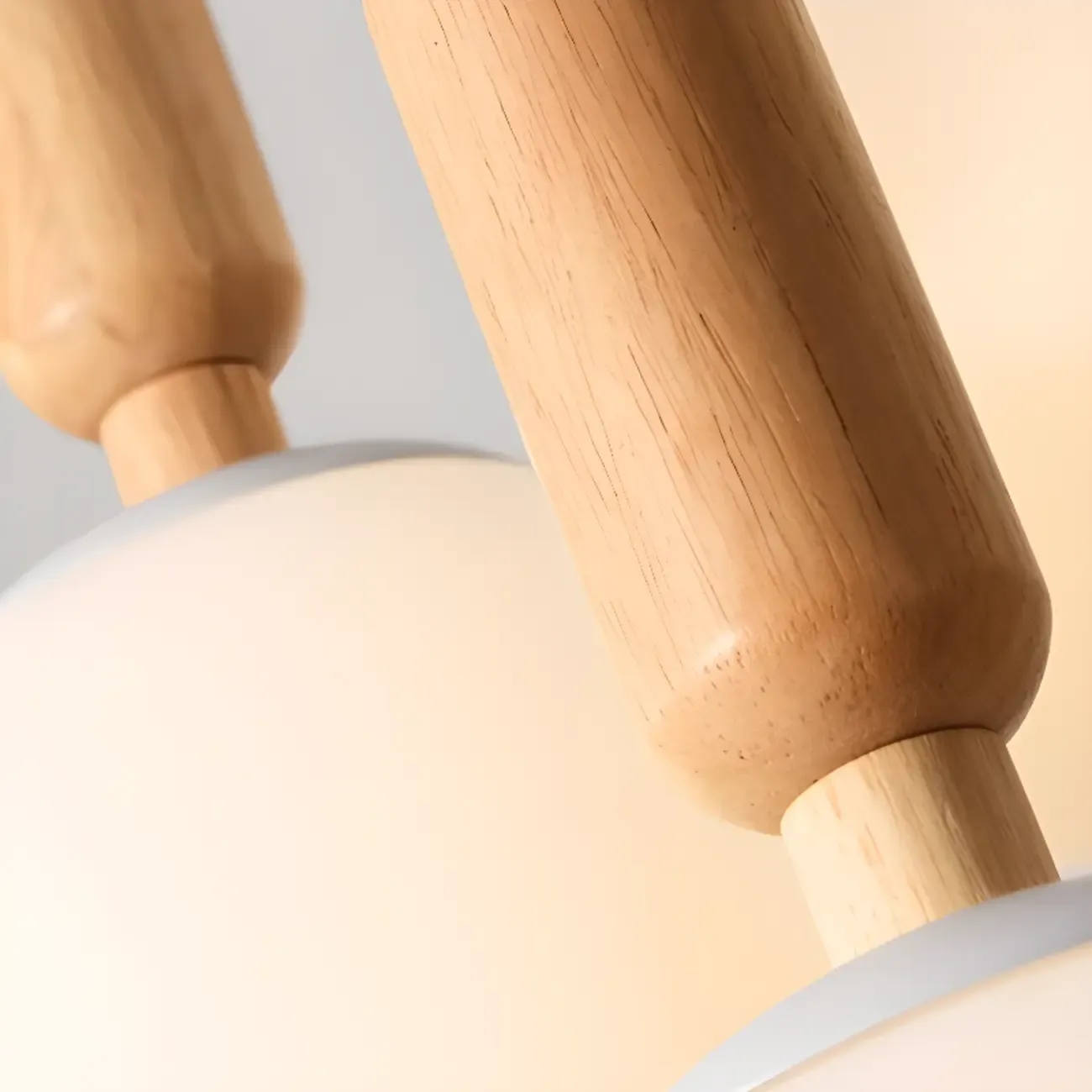 Modern Pendant Glass Globe Light in White with Wood Base Image - 20