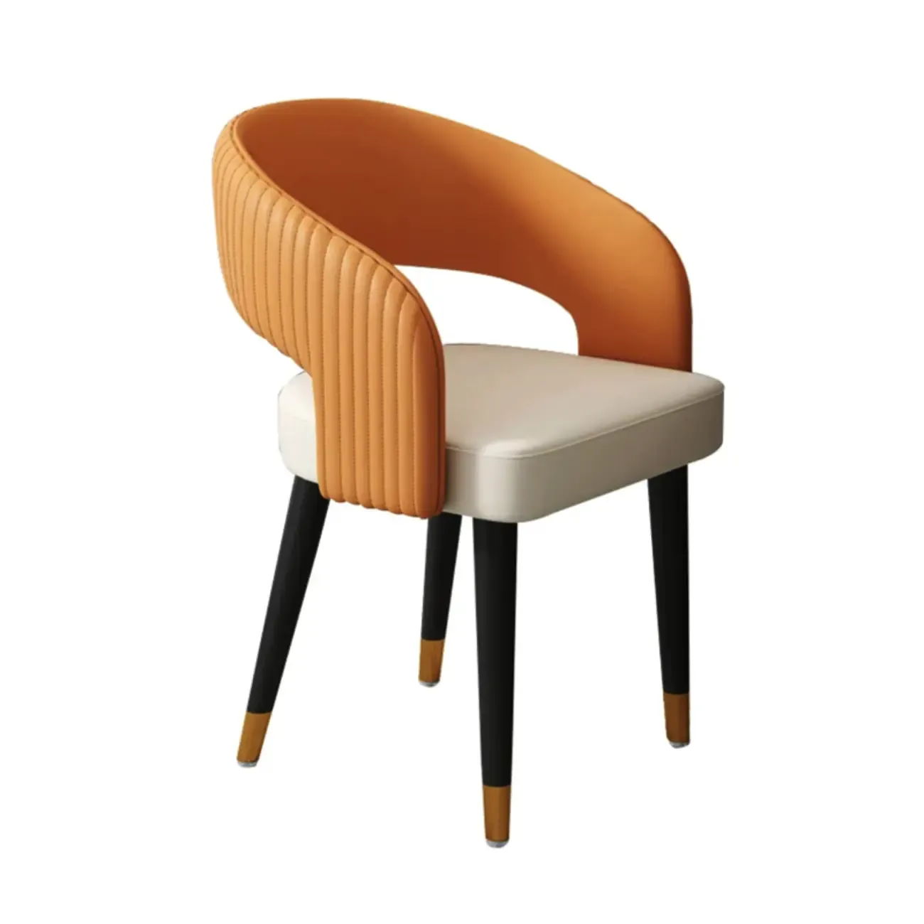 Modern Faux Leather Upholstered Sloped Arm Dining Chair Image - 3