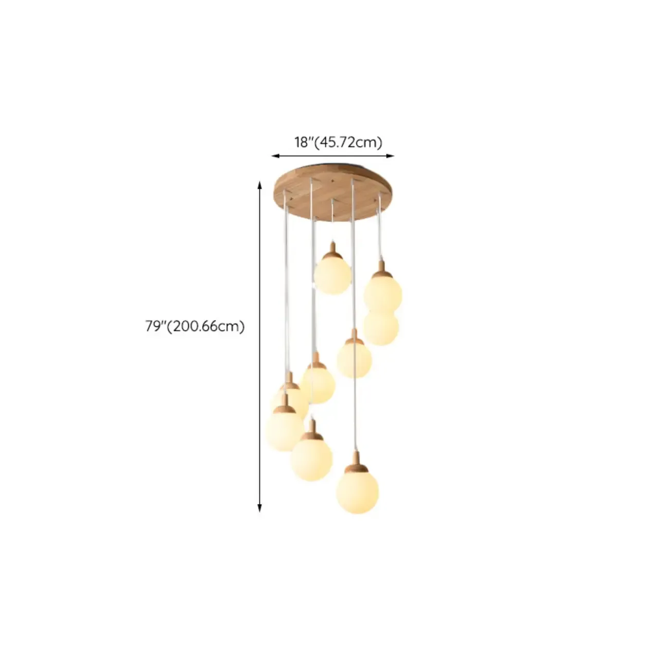 Modern Pendant Glass Globe Light in White with Wood Base Image - 23