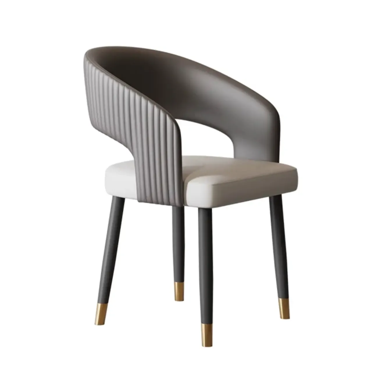 Modern Faux Leather Upholstered Sloped Arm Dining Chair Image - 5