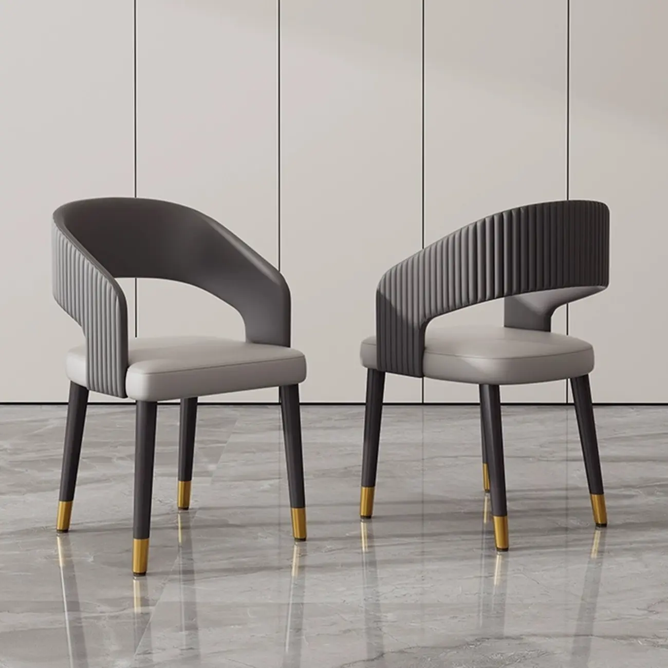 Modern Faux Leather Upholstered Sloped Arm Dining Chair Image - 6 | homeyfad