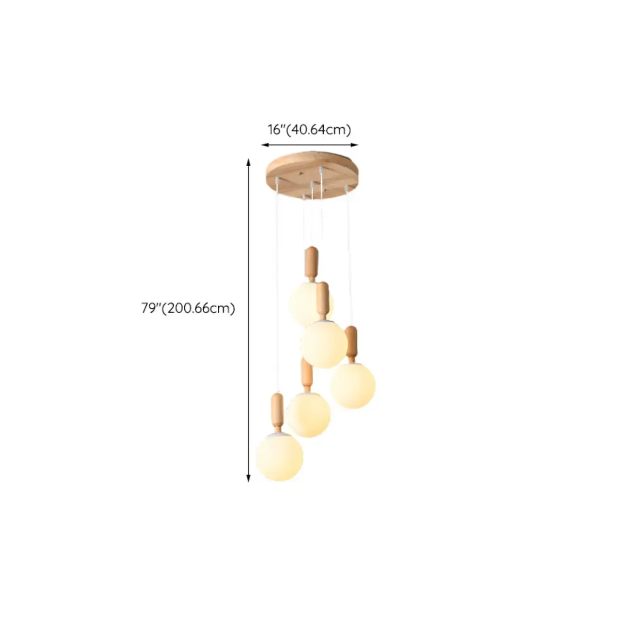 Modern Pendant Glass Globe Light in White with Wood Base Image - 26