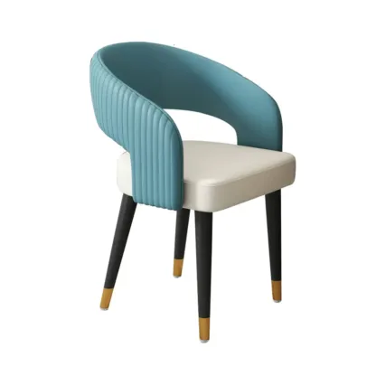 Modern Faux Leather Upholstered Sloped Arm Dining Chair Image - 9