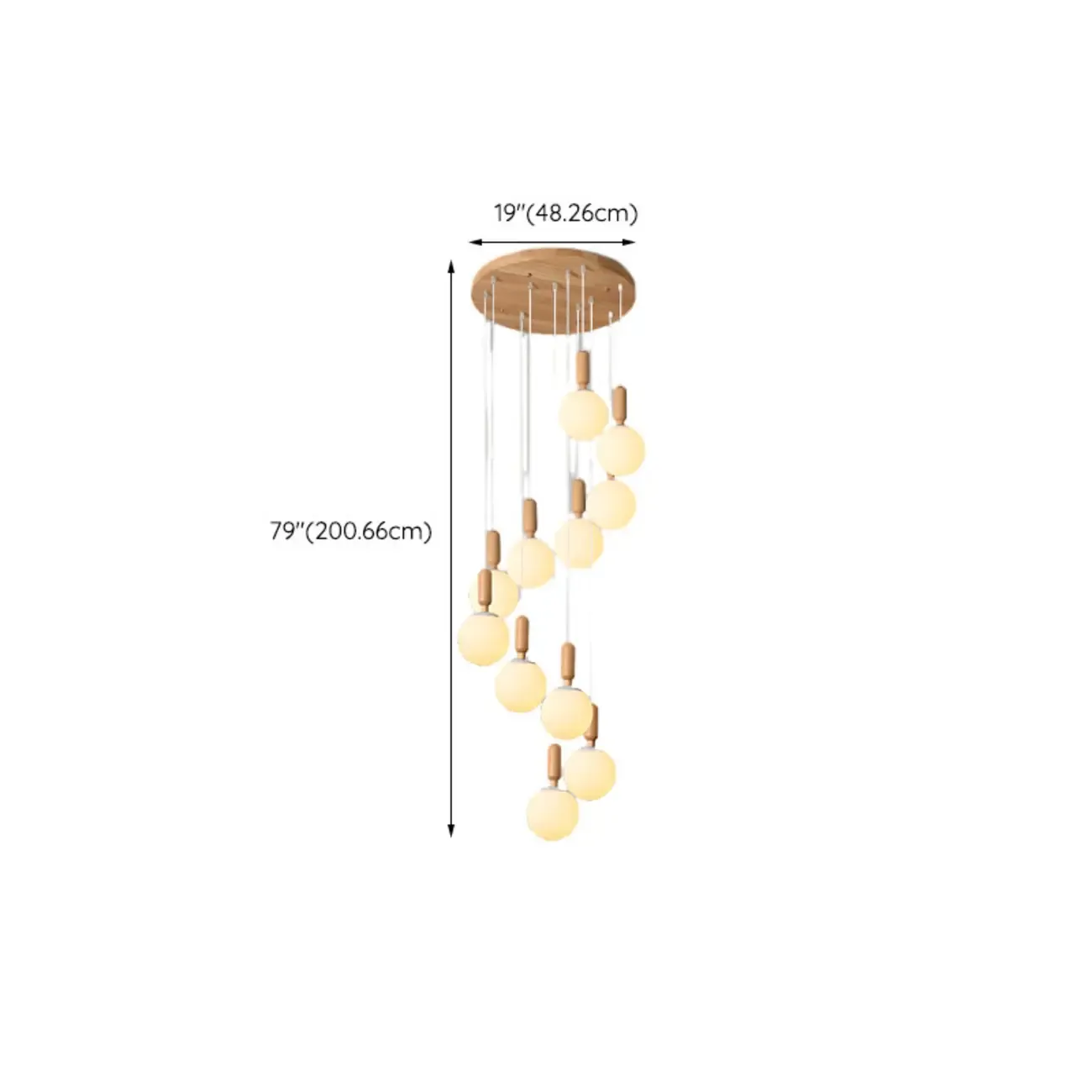 Modern Pendant Glass Globe Light in White with Wood Base Image - 29