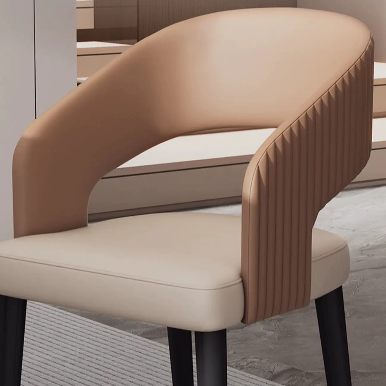 Modern Faux Leather Upholstered Sloped Arm Dining Chair Image - 11 | homeyfad