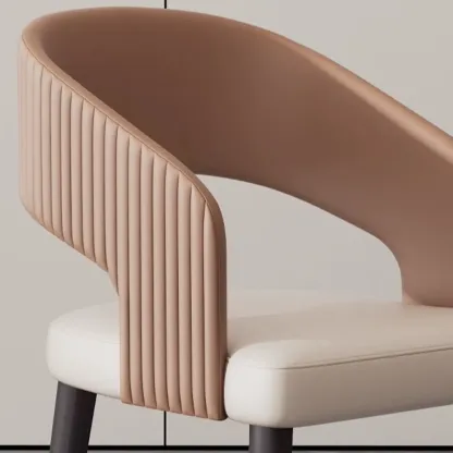 Modern Faux Leather Upholstered Sloped Arm Dining Chair Image - 13