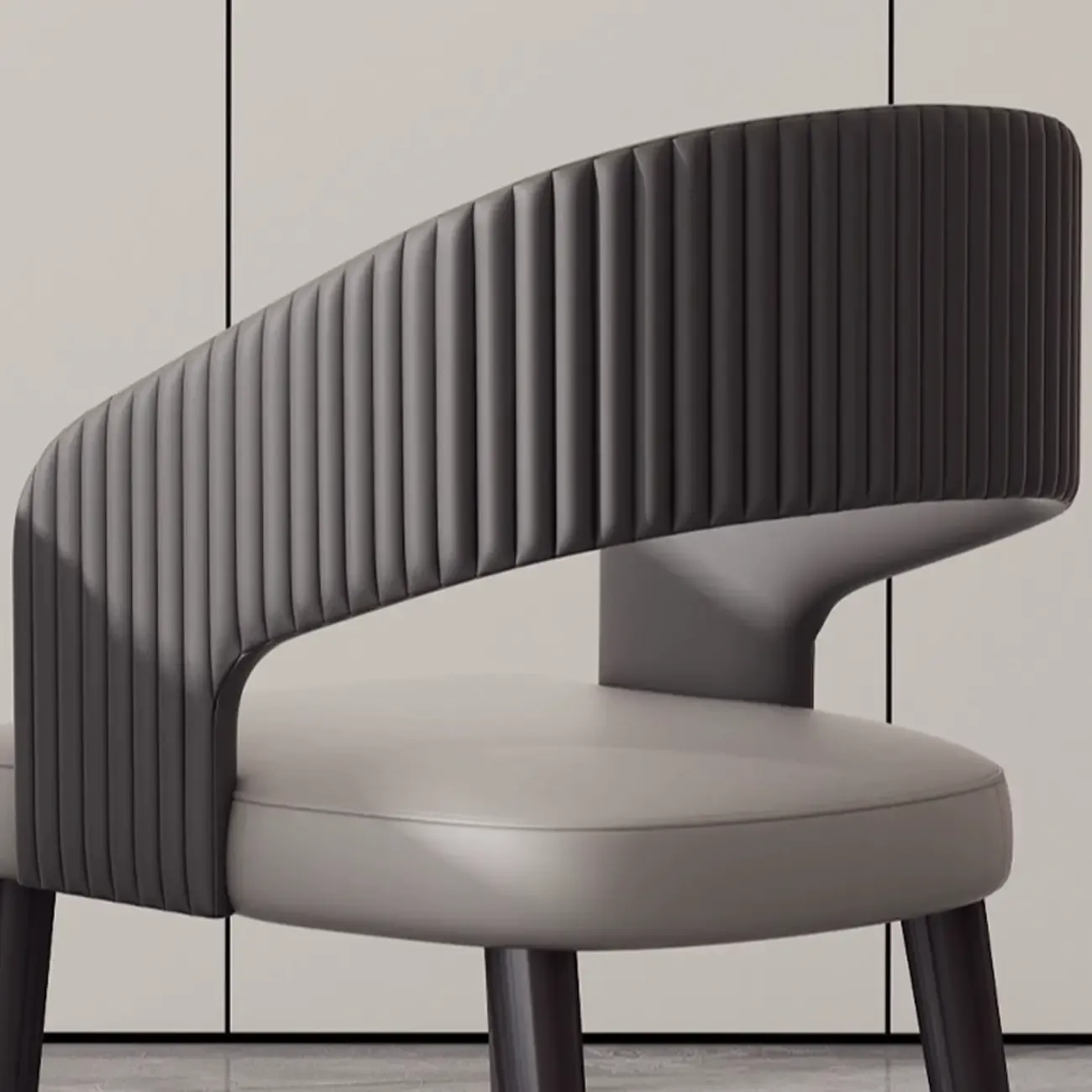Modern Faux Leather Upholstered Sloped Arm Dining Chair Image - 14