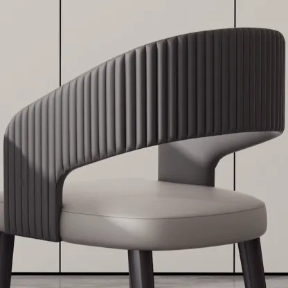 Modern Faux Leather Upholstered Sloped Arm Dining Chair Image - 14