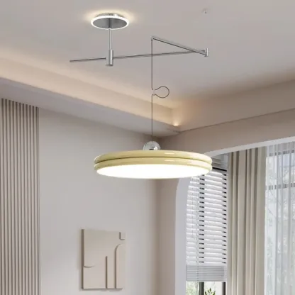 Metal Geometric Macaron LED Pendant Light in Round Shade Image - 1