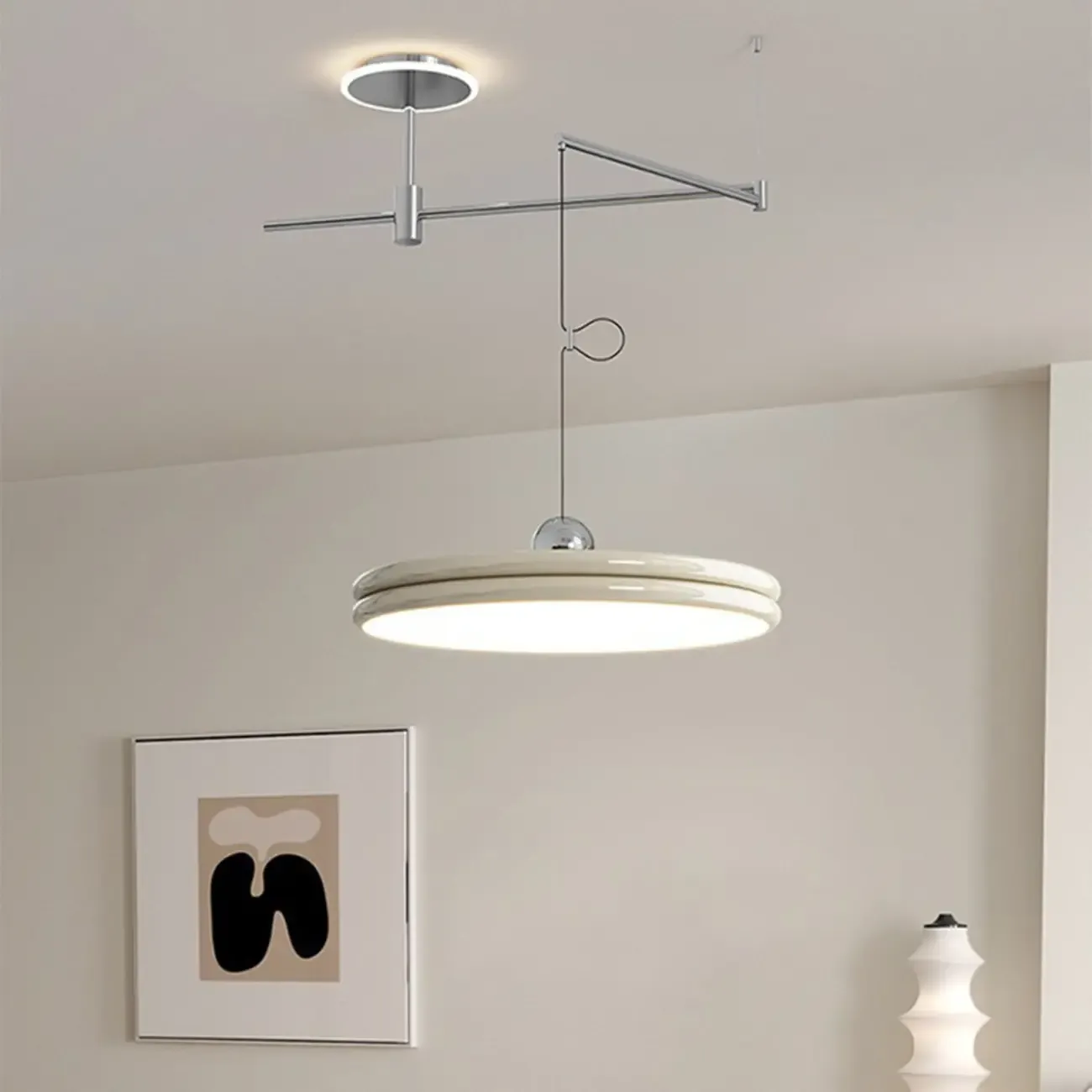 Metal Geometric Macaron LED Pendant Light in Round Shade Image - 3