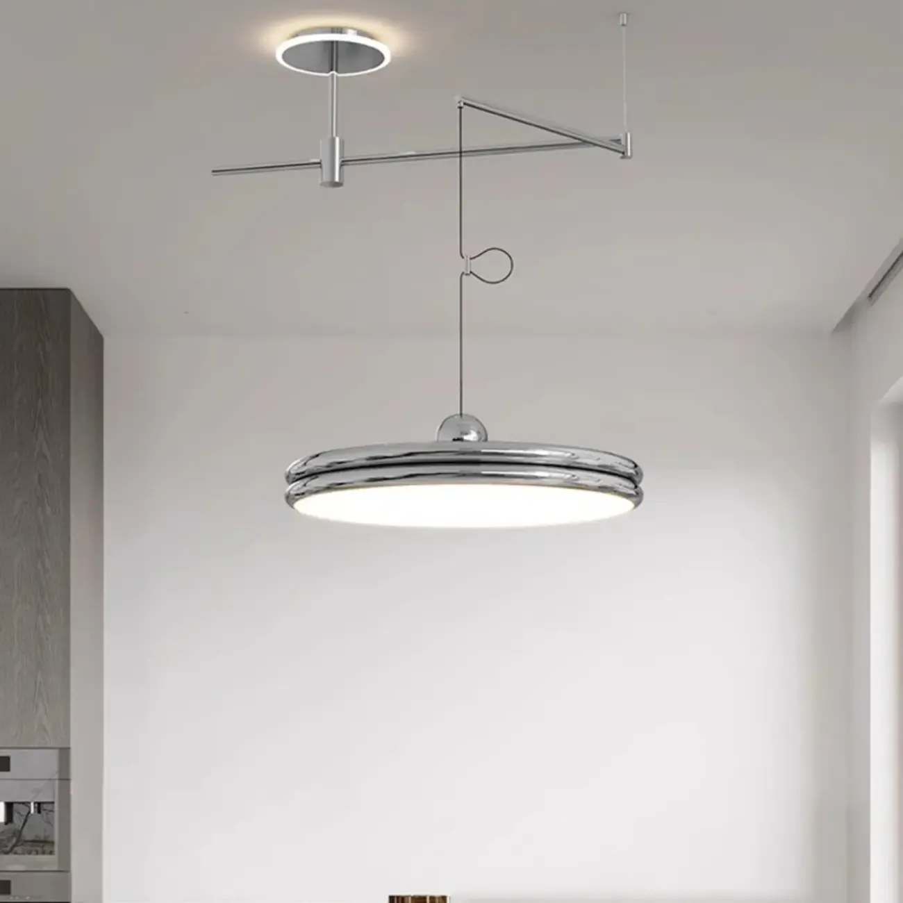 Metal Geometric Macaron LED Pendant Light in Round Shade Image - 6