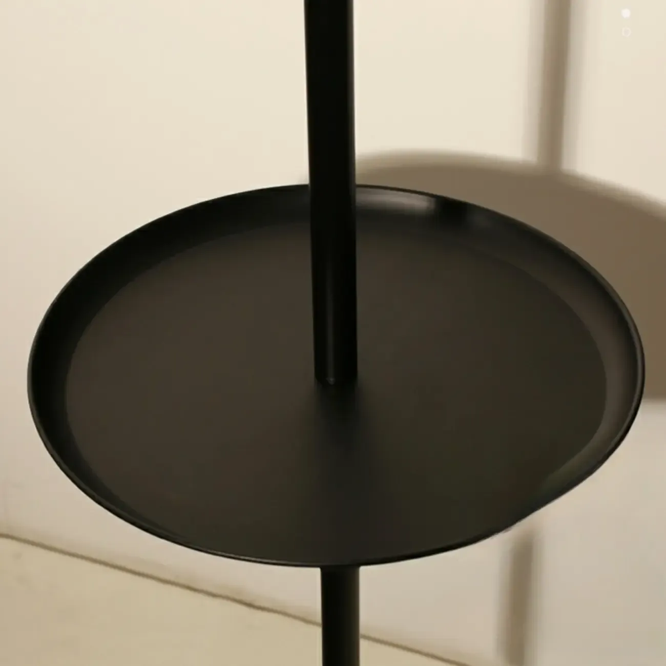 Modern Black Metal Table Floor Lamp with Beige Fabric Shade Image - 6