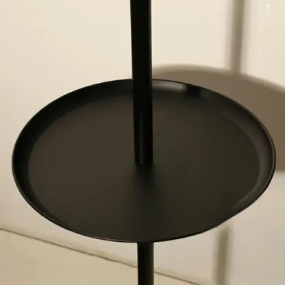 Modern Black Metal Table Floor Lamp with Beige Fabric Shade Image - 6
