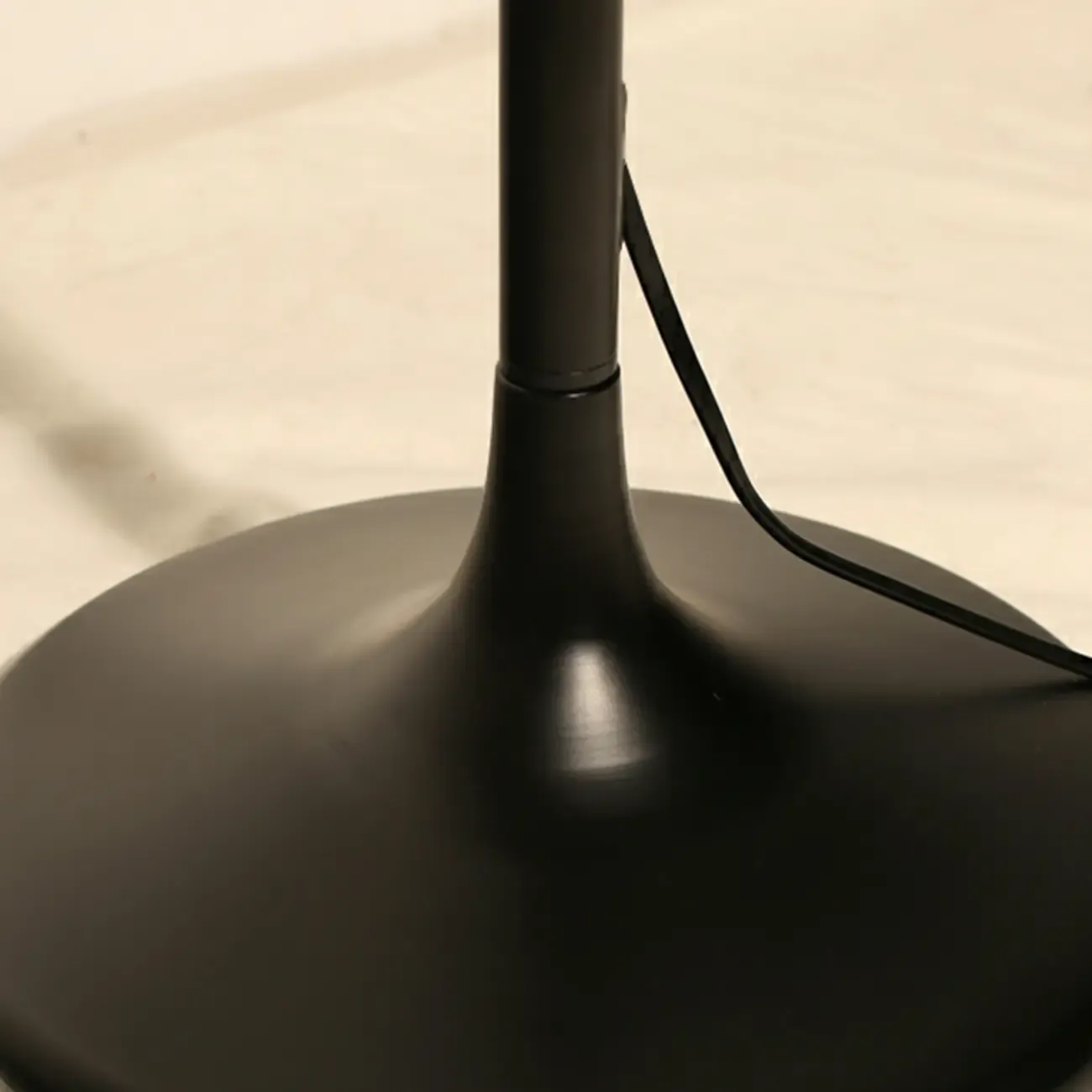 Modern Black Metal Table Floor Lamp with Beige Fabric Shade Image - 7