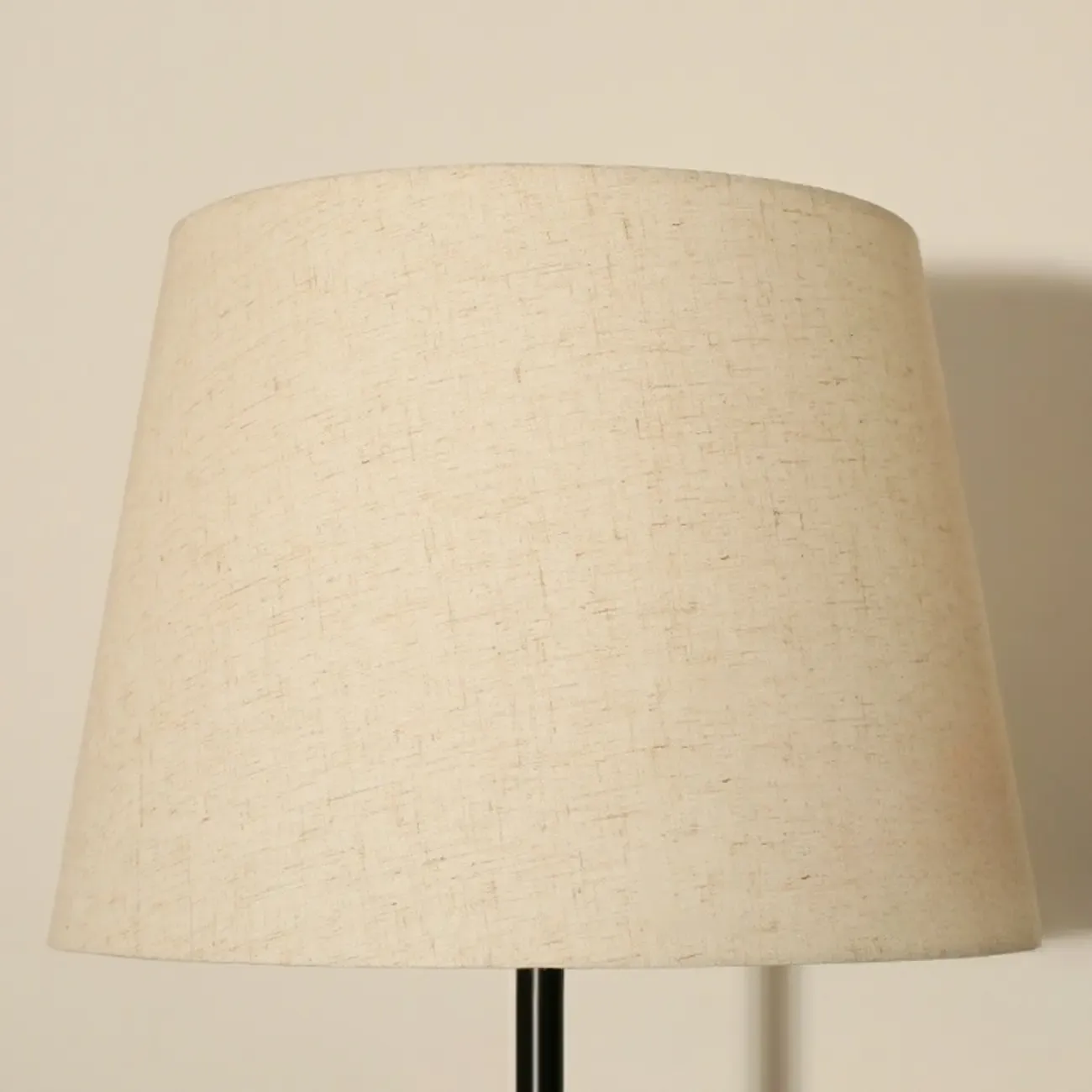 Modern Black Metal Table Floor Lamp with Beige Fabric Shade Image - 8