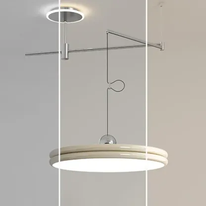 Metal Geometric Macaron LED Pendant Light in Round Shade Image - 14