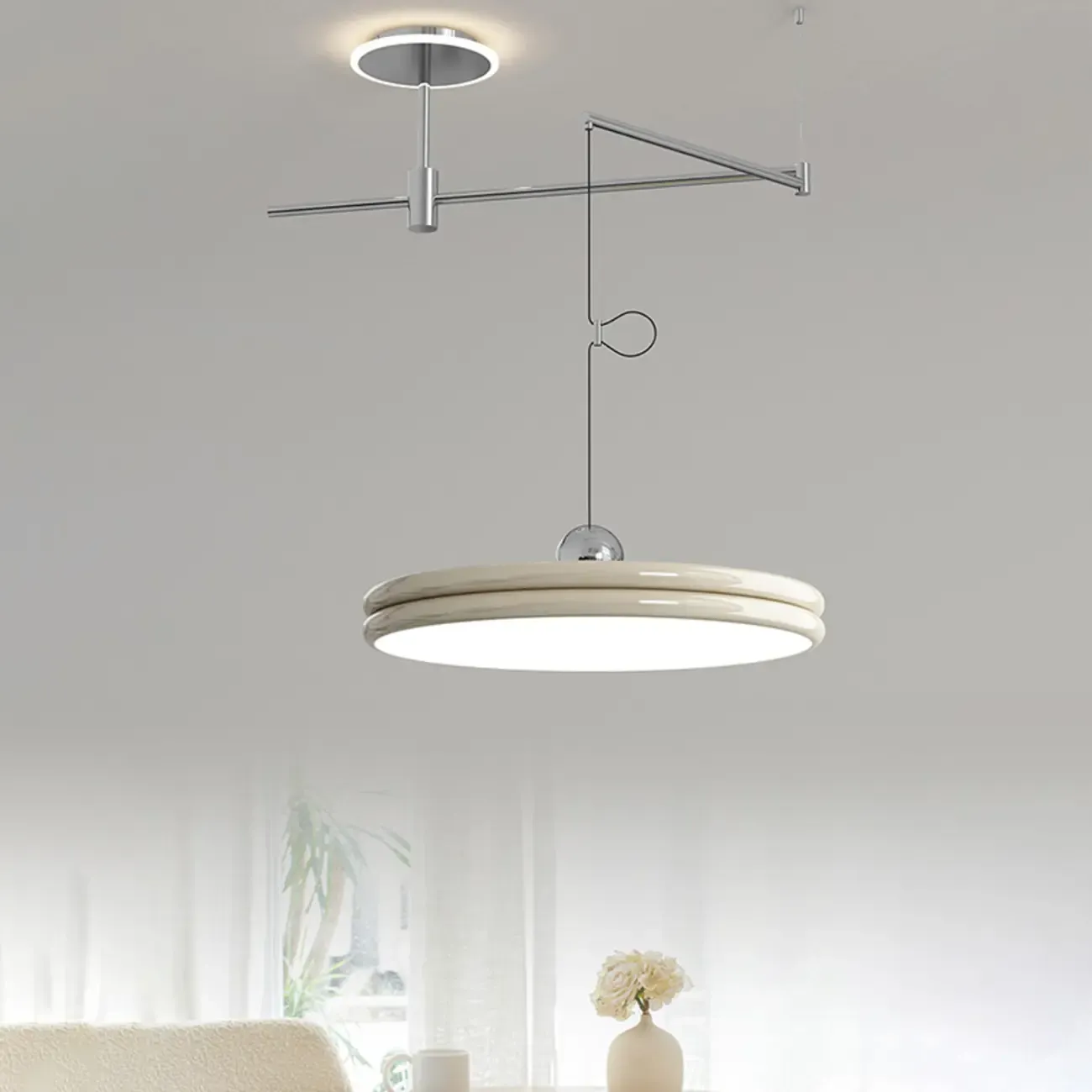 Metal Geometric Macaron LED Pendant Light in Round Shade Image - 17