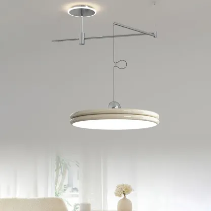 Metal Geometric Macaron LED Pendant Light in Round Shade Image - 17