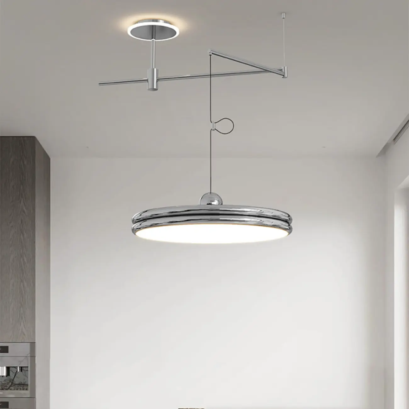 Metal Geometric Macaron LED Pendant Light in Round Shade Image - 18 | homeyfad