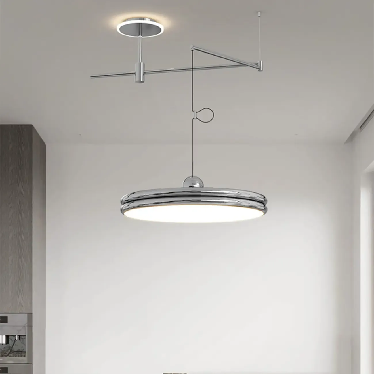 Metal Geometric Macaron LED Pendant Light in Round Shade Image - 18