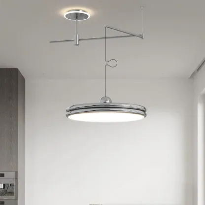 Metal Geometric Macaron LED Pendant Light in Round Shade Image - 18