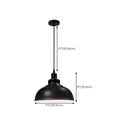 Industrial Black Round Metal Pendant light with Adjustable Length #size