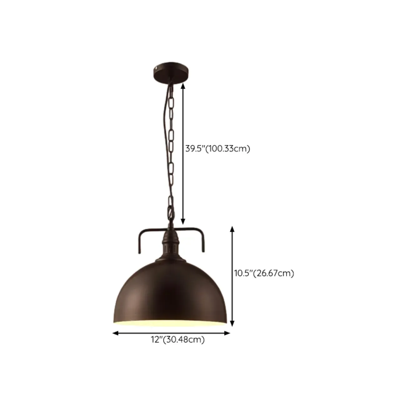 Industrial Black Round Metal Pendant light with Adjustable Length Image - 14