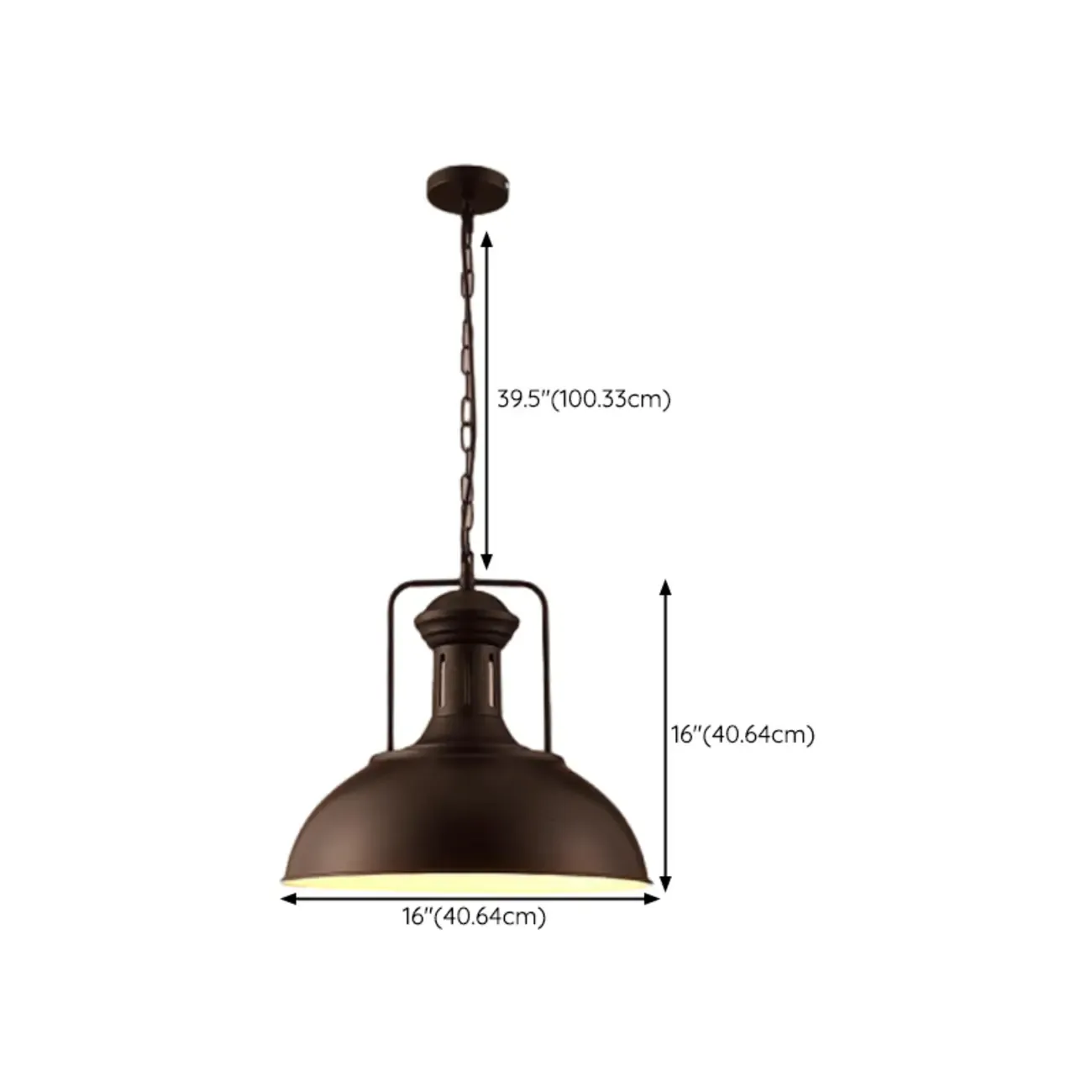 Industrial Black Round Metal Pendant light with Adjustable Length Image - 15