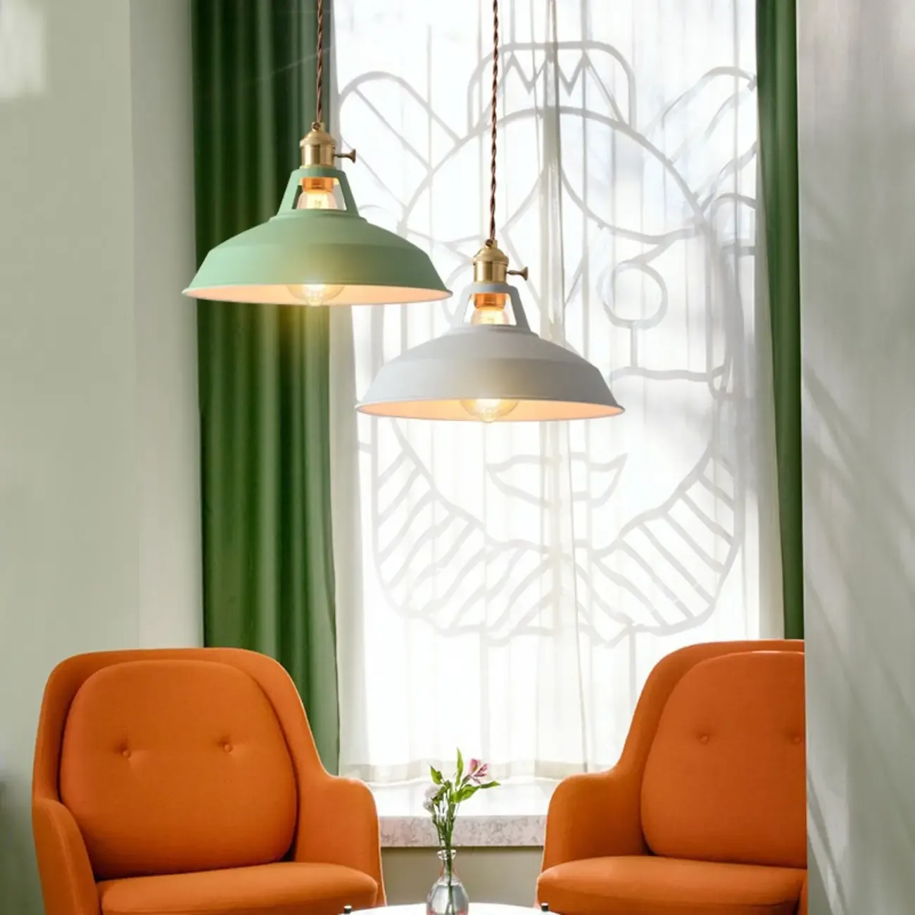 Macaron Iron Dome Pendant Lamp with Hardwired Image - 3
