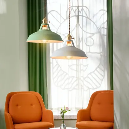 Macaron Iron Dome Pendant Lamp with Hardwired Image - 3