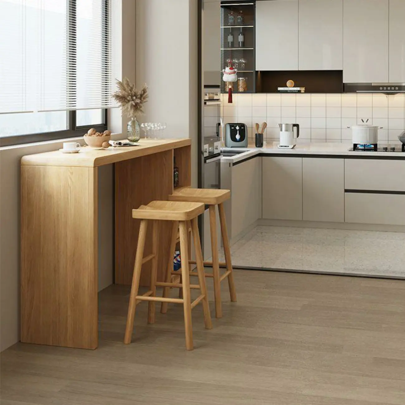 Simplistic Style Bistro Table with Shelf and Backless Chairs Image - 2 | homeyfad