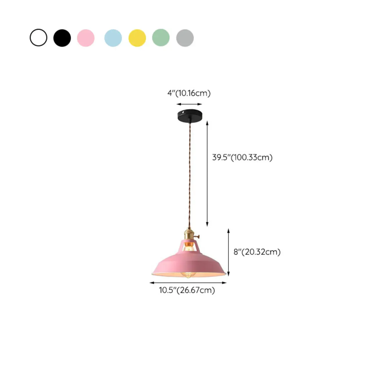 Macaron Iron Dome Pendant Lamp with Hardwired #size