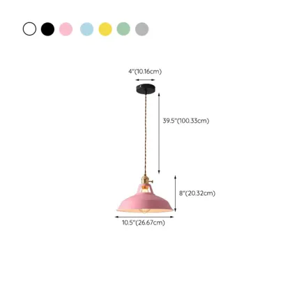 Macaron Iron Dome Pendant Lamp with Hardwired #size