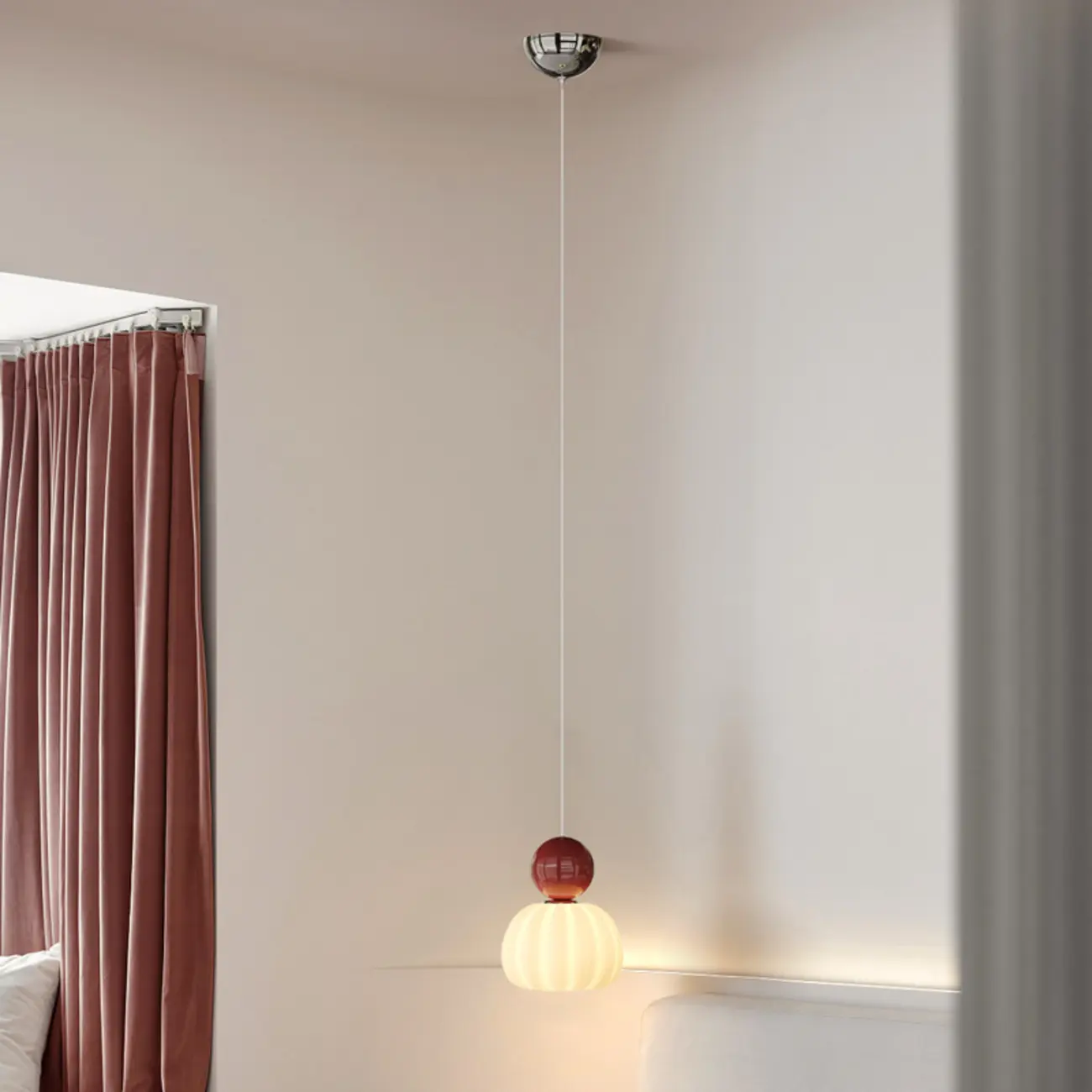 Cream Enclosure Pendant Light in Mini Size for Bedroom Image - 1 | homeyfad